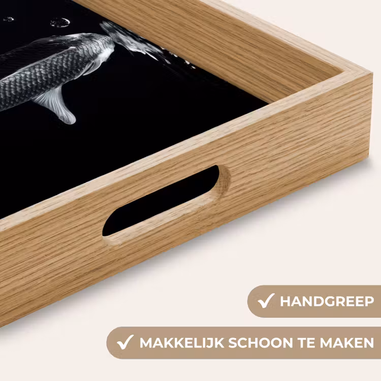Koi - Vissen - Water - Zwart Dienblad Rechthoek middel -USP_HandgreepNL