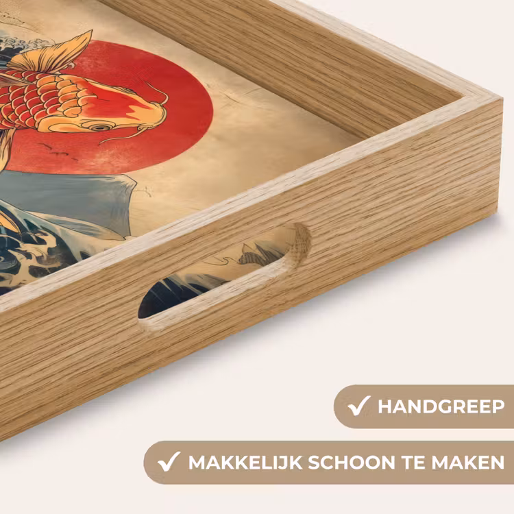 Koi - Zee - Golven - Zon Dienblad Rechthoek middel -USP_HandgreepNL