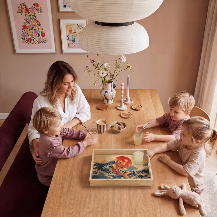 Koi - Zee - Golven - Zon Dienblad Rechthoek middel -sfeer4
