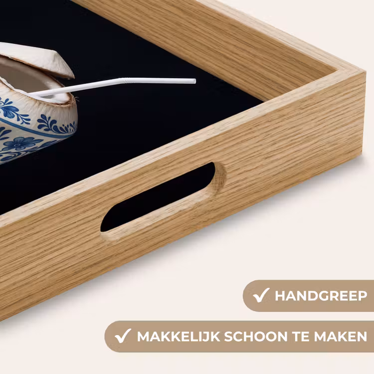 Kokosnoot - Eten - Delfts blauw - Drinken Dienblad Rechthoek middel -USP_HandgreepNL