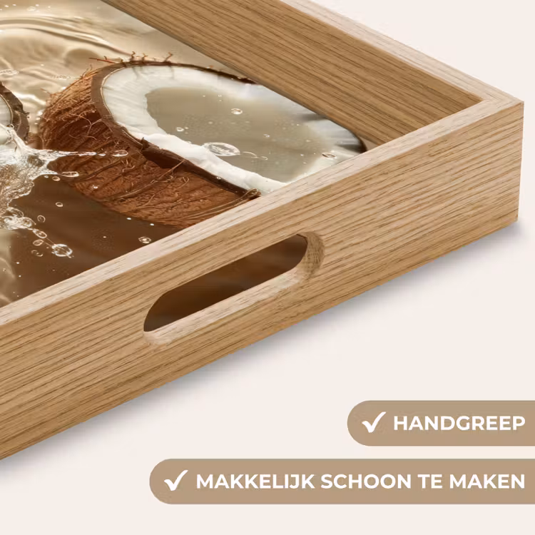 Kokosnoot - Water - Beige - Spetters Dienblad Rechthoek middel -USP_HandgreepNL