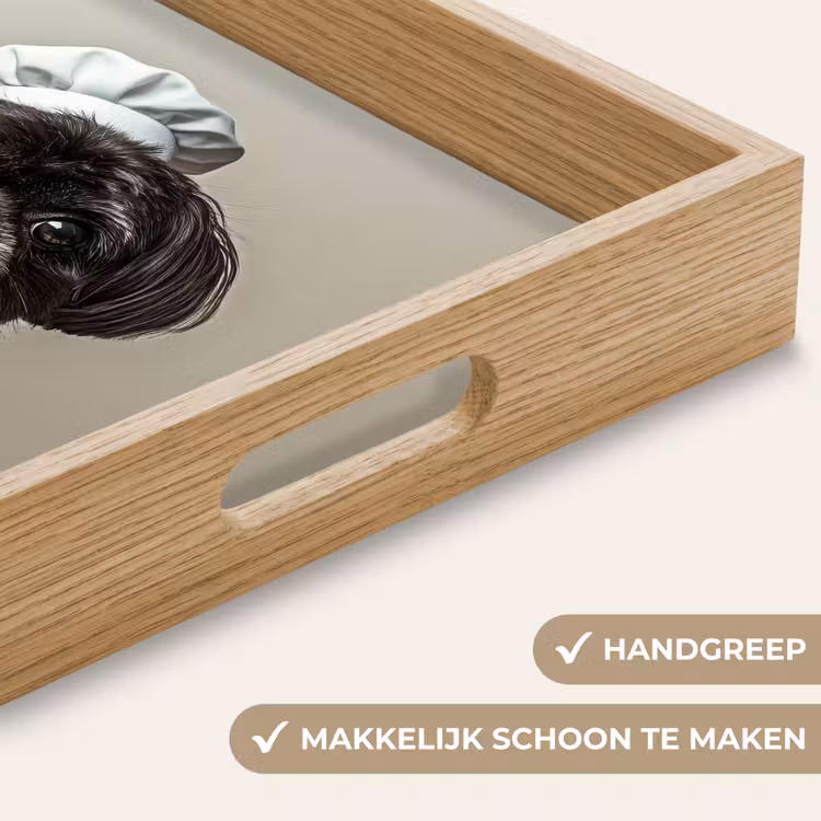 Kokskleding - Zwart - Hondje Dienblad Rechthoek middel -USP_HandgreepNL