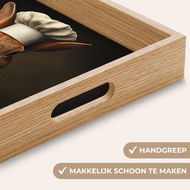 Konijn - Kok - Dier Dienblad Rechthoek middel -USP_HandgreepNL