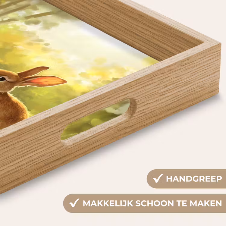 Konijn - Zonlicht - Bos Dienblad Rechthoek middel -USP_HandgreepNL