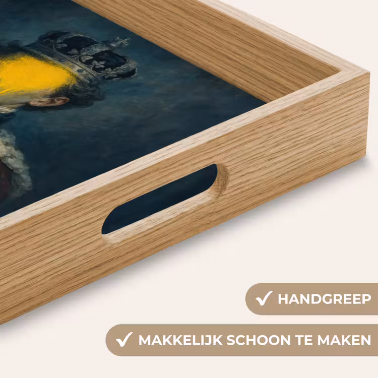 Koning - Portret - Druipende gele verf Dienblad Rechthoek middel -USP_HandgreepNL