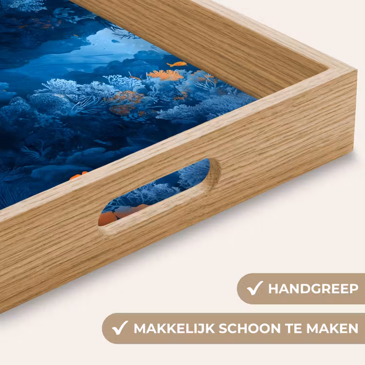 Koraalrif - Vissen - Oceaan - Blauw Dienblad Rechthoek middel -USP_HandgreepNL
