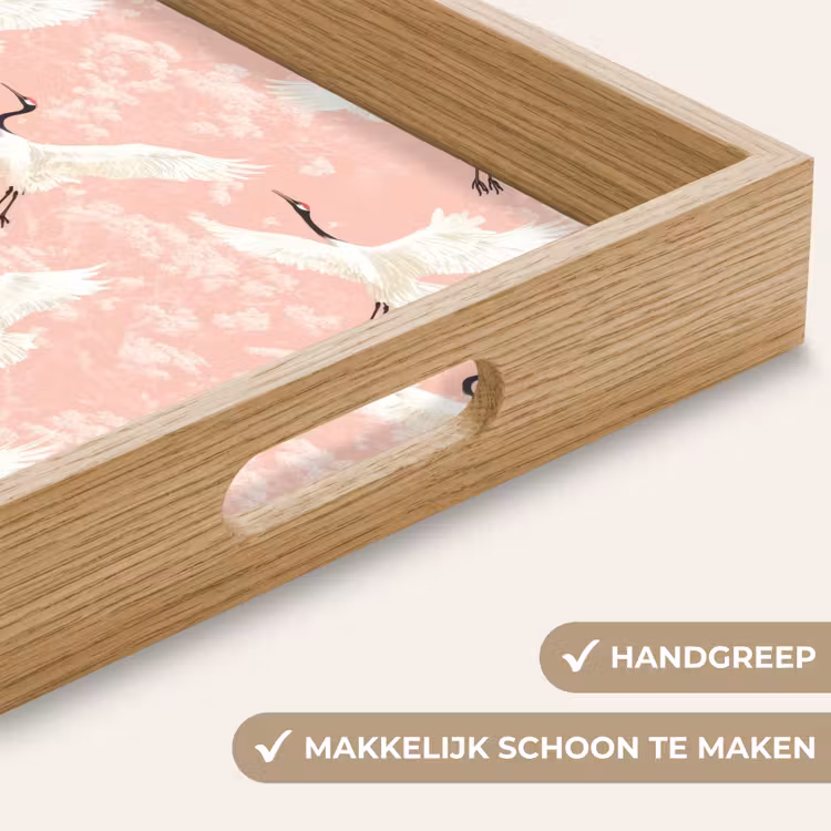 Kraanvogels - Bloesem - Roze Dienblad Rechthoek middel 911 -USP_HandgreepNL