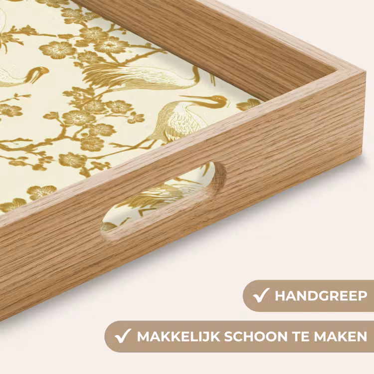 Kraanvogels - Kersenbloesem - Goud Dienblad Rechthoek middel 911 -USP_HandgreepNL