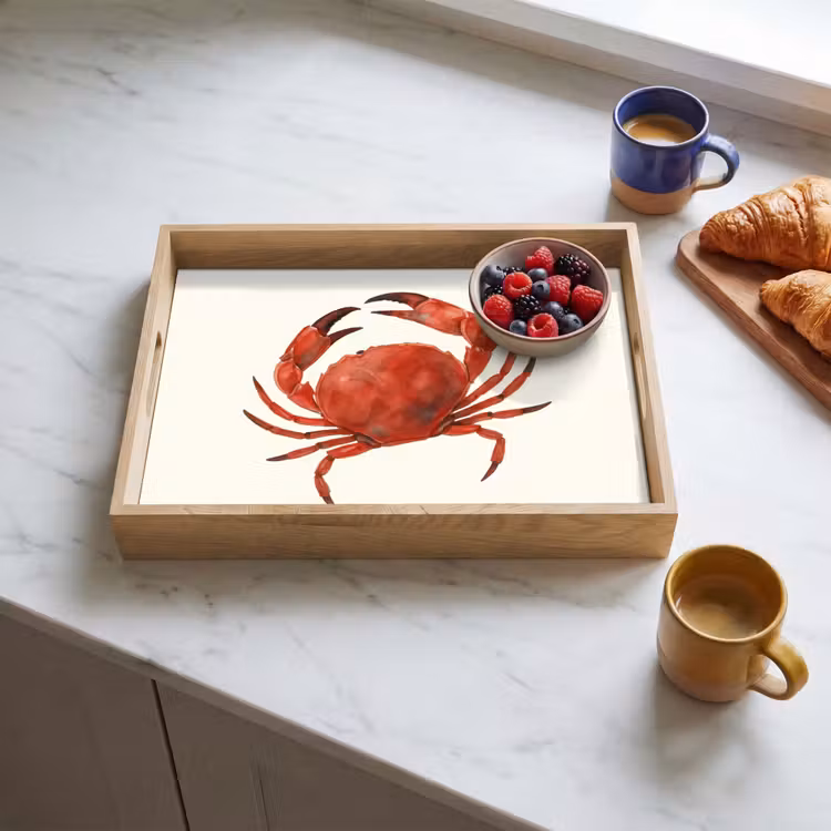 Krab - Felrood - Poten Dienblad Rechthoek middel -sfeer2