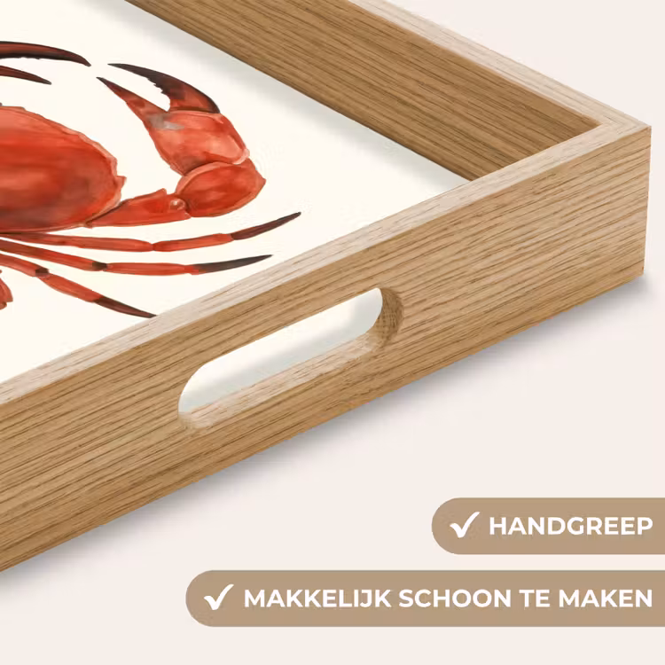 Krab - Felrood - Poten Dienblad Rechthoek middel -USP_HandgreepNL
