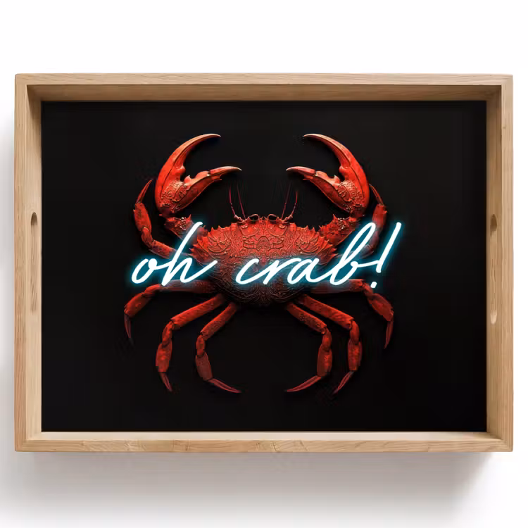 Krab - Rood - Neon - Quote Dienblad Rechthoek middel -z3d_shopping