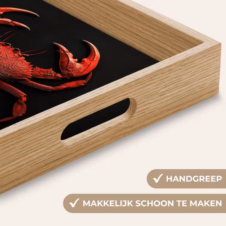 Krab - Rood - Vissen - Schaaldieren Dienblad Rechthoek middel -USP_HandgreepNL