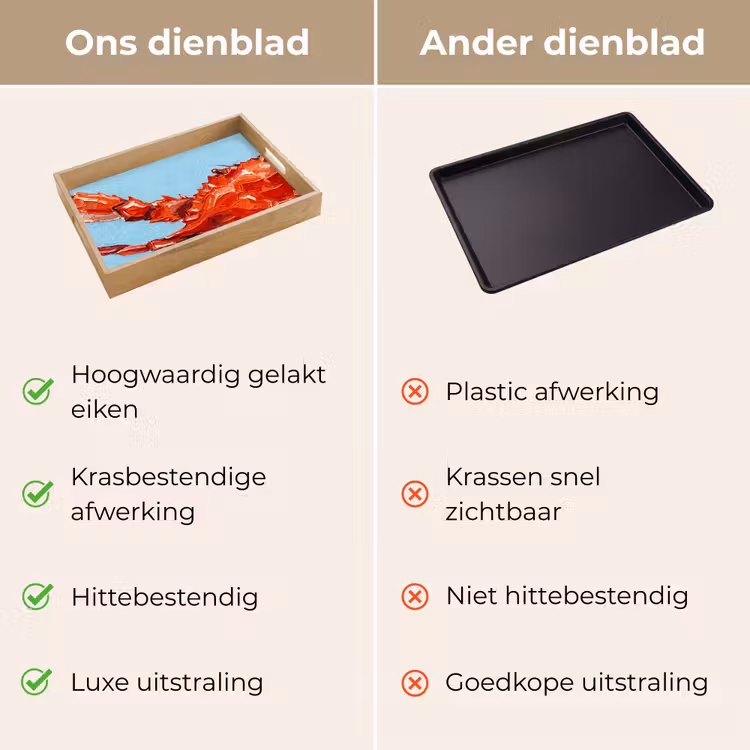 Krab - Zee - Dieren - Abstract - Rood Dienblad Rechthoek middel -USP_VergelijkingNL