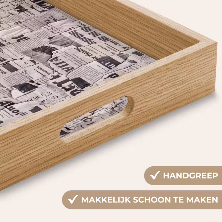 Krant - Gescheurd - Textuur - Abstract - Zwart-wit Dienblad Rechthoek middel -USP_HandgreepNL