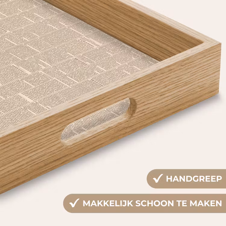 Krant - Nieuws - Historisch - Vintage - Beige Dienblad Rechthoek middel -USP_HandgreepNL