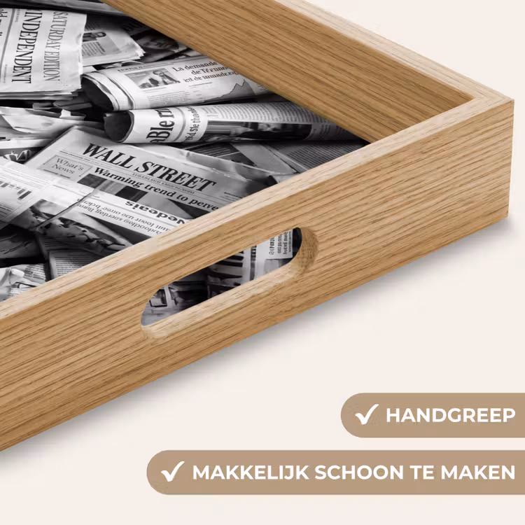 Krant - Stapel - Nieuws - Zwart-wit Dienblad Rechthoek middel -USP_HandgreepNL