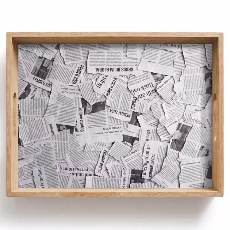 Krant - Versnipperd - Textuur - Zwart-wit - Abstract Dienblad Rechthoek middel -z3d_shopping