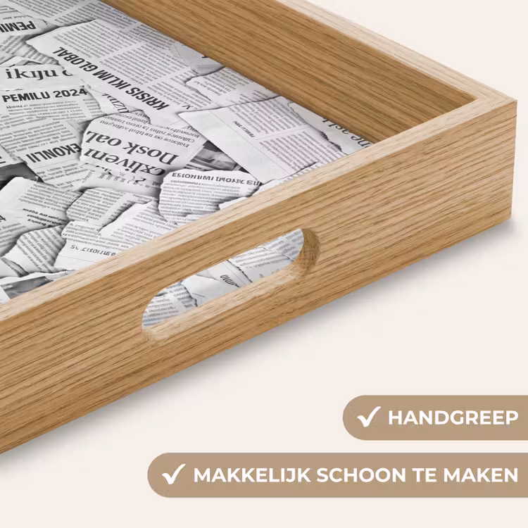 Krant - Versnipperd - Textuur - Zwart-wit - Abstract Dienblad Rechthoek middel -USP_HandgreepNL