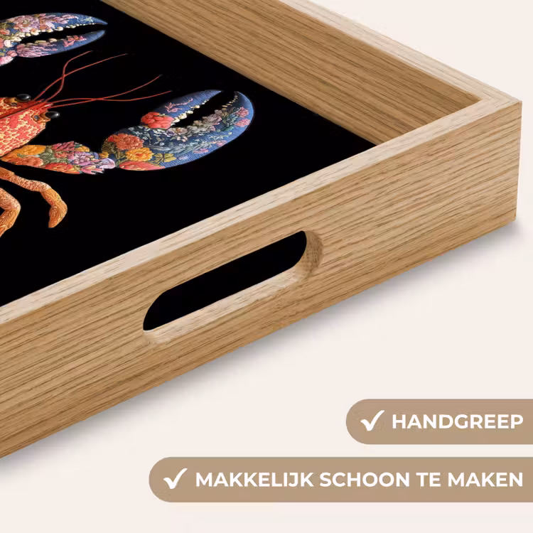 Kreeft - Borduur - Kleurrijk - Bloemen Dienblad Rechthoek middel -USP_HandgreepNL