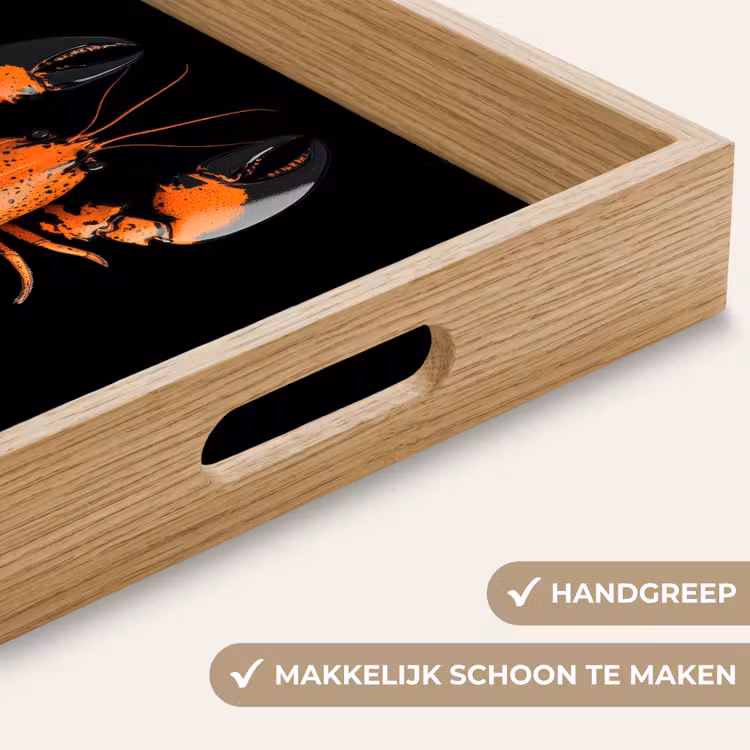 Kreeft - Oranje - Zwart - Modern Dienblad Rechthoek middel -USP_HandgreepNL