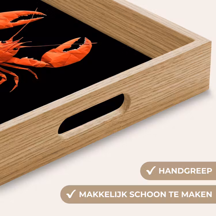 Kreeft - Papier - Origami papier - Rood Dienblad Rechthoek middel -USP_HandgreepNL