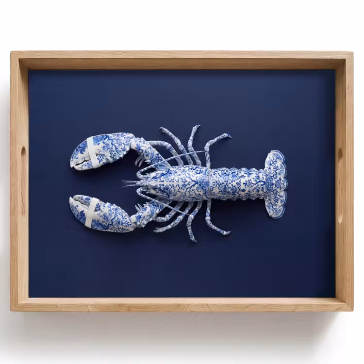 Kreeft - Porselein - Delfts - Blauw Dienblad Rechthoek middel -z3d_shopping