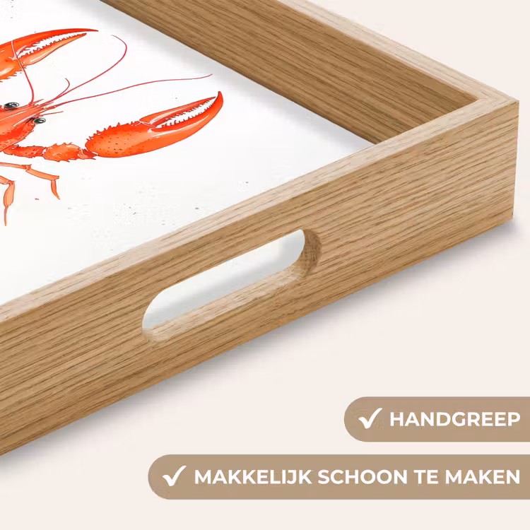 Kreeft - Waterverf - Aquarel - Oranje Dienblad Rechthoek middel -USP_HandgreepNL