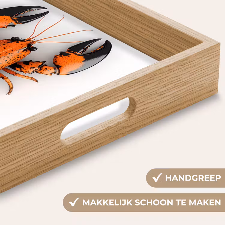Kreeft - Zwart - Oranje - Wit - Uniek Dienblad Rechthoek middel -USP_HandgreepNL