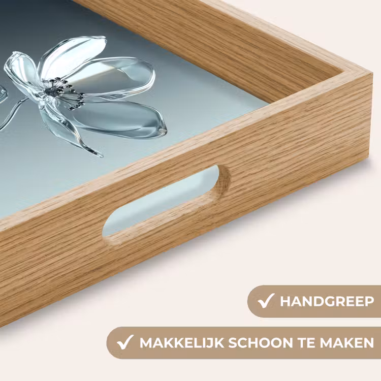 Kristal - Bloemen - Grijs Dienblad Rechthoek middel -USP_HandgreepNL