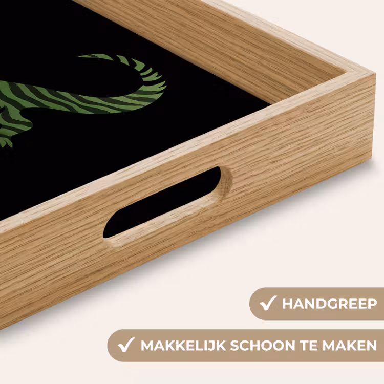 Krokodil - Groen - Tijgerachtig - Strepen Dienblad Rechthoek middel -USP_HandgreepNL
