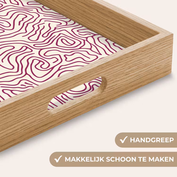Kronkelende lijn - Magenta - Crème Dienblad Rechthoek middel 911 -USP_HandgreepNL