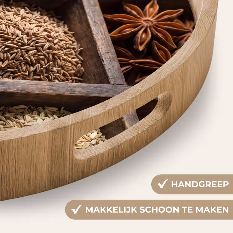 Dienblad - Kruiden - Houten - Eten - Kruiden - Houten - Eten Dienblad Rond middel