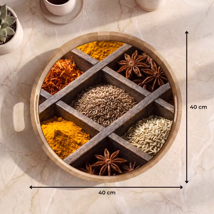 Dienblad - Kruiden - Houten - Eten - Kruiden - Houten - Eten Dienblad Rond middel