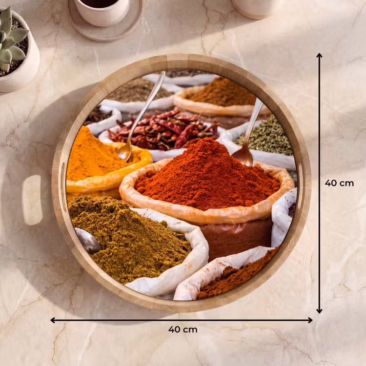 Dienblad - Kruiden - Markt - Eten - Kruiden - Markt - Eten Dienblad Rond middel