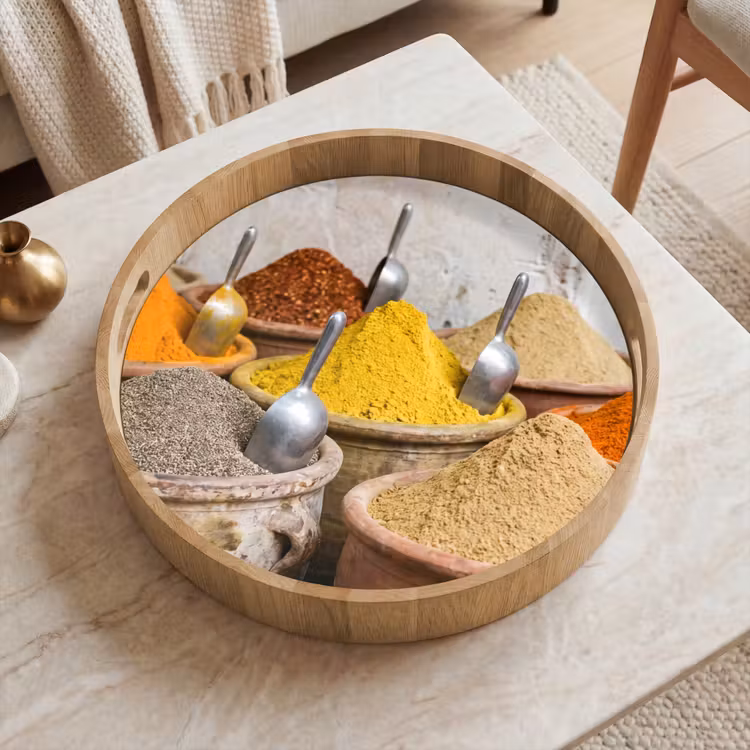 Dienblad - Kruiden - Potten - Oosters - Kruiden - Potten - Oosters Dienblad Rond middel