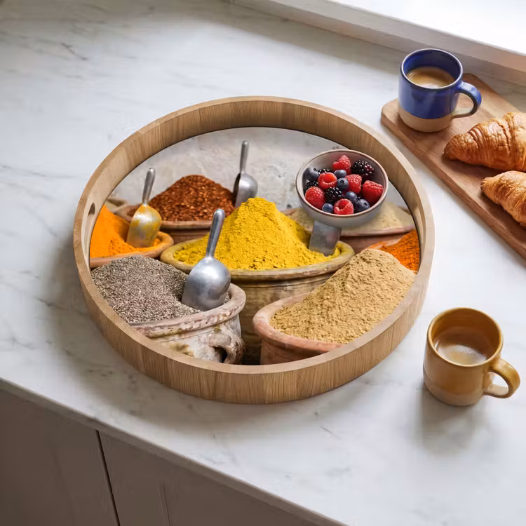 Dienblad - Kruiden - Potten - Oosters - Kruiden - Potten - Oosters Dienblad Rond middel