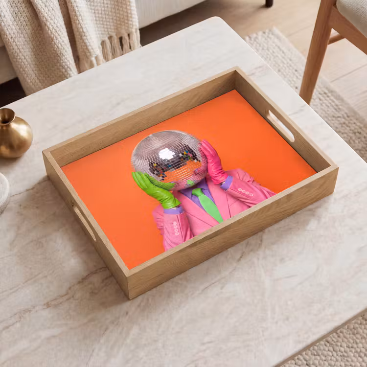 Kunst - Disco bal - Kleurrijk - Modern - Studio Dienblad Rechthoek middel -sfeer1