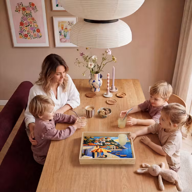 Kustdorp - Huisjes - Mozaïek - Zee Dienblad Rechthoek middel -sfeer4