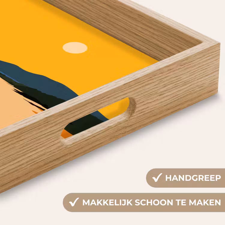Kustlijn - Oranje lucht - Begroeiing Dienblad Rechthoek middel -USP_HandgreepNL