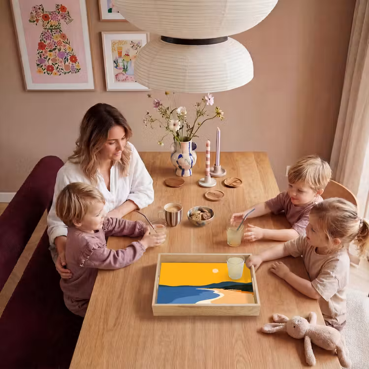 Kustlijn - Oranje lucht - Begroeiing Dienblad Rechthoek middel -sfeer4