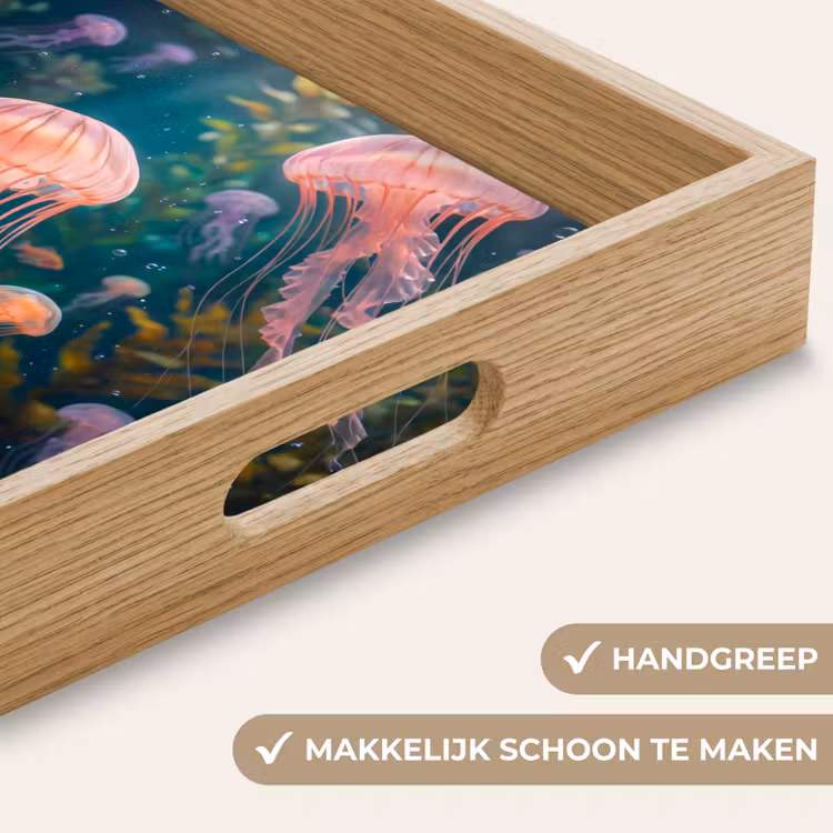 Kwal - Roze - Onderwater - Zeeleven - Dieren Dienblad Rechthoek middel -USP_HandgreepNL