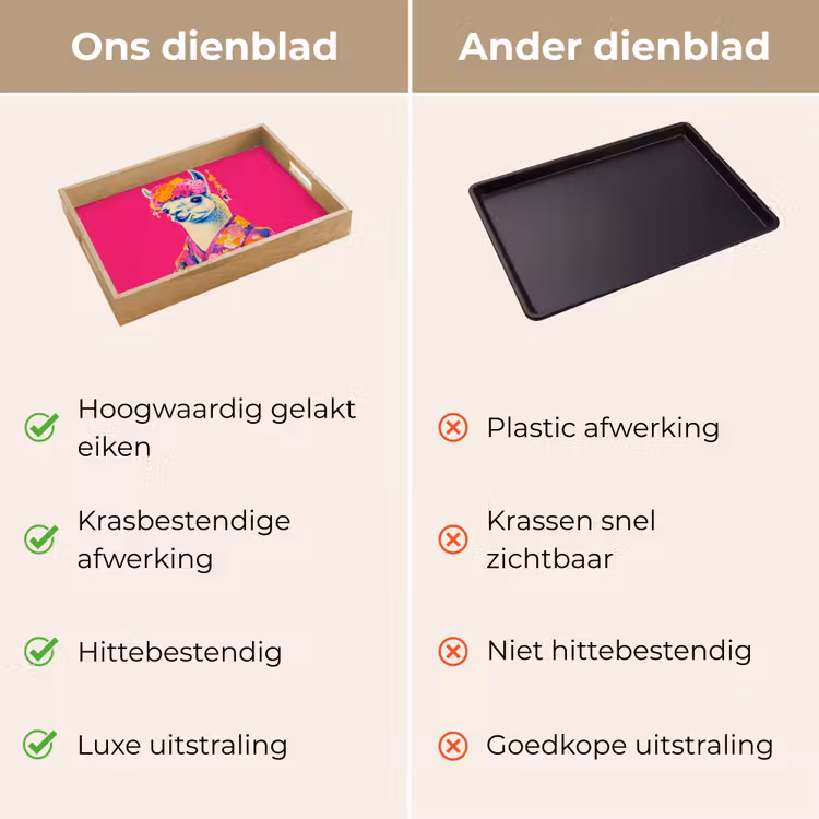 Lama - Kimono - Bloemenkrans - Felroze Dienblad Rechthoek middel -USP_VergelijkingNL