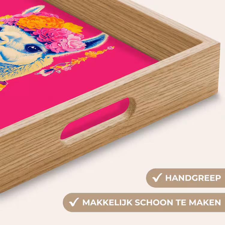Lama - Kimono - Bloemenkrans - Felroze Dienblad Rechthoek middel -USP_HandgreepNL