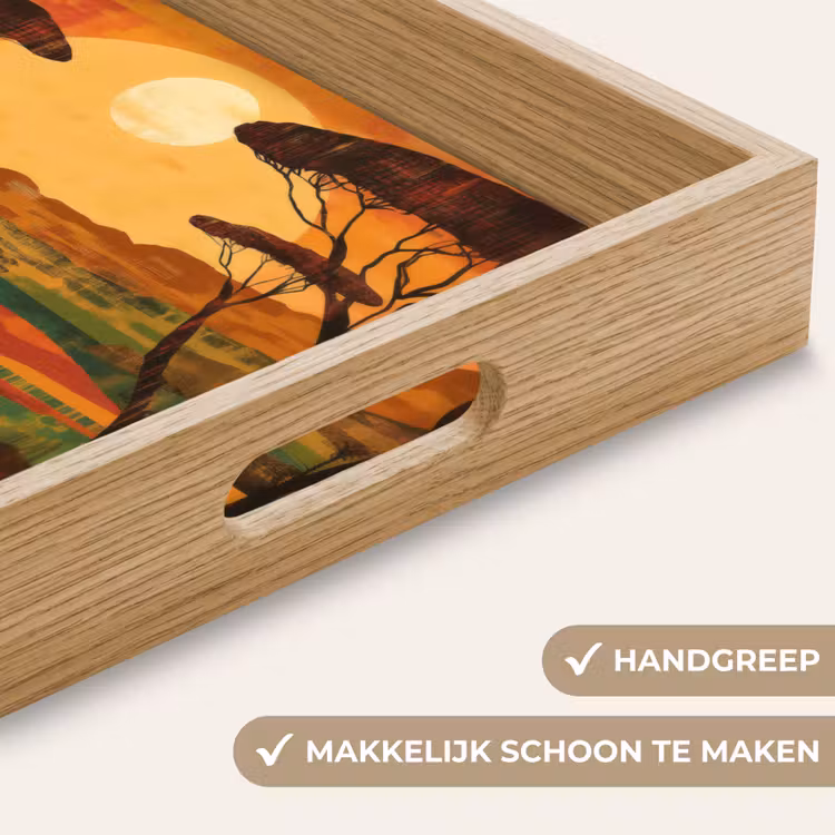 Landschap - Afrikaans - Zon Dienblad Rechthoek middel -USP_HandgreepNL