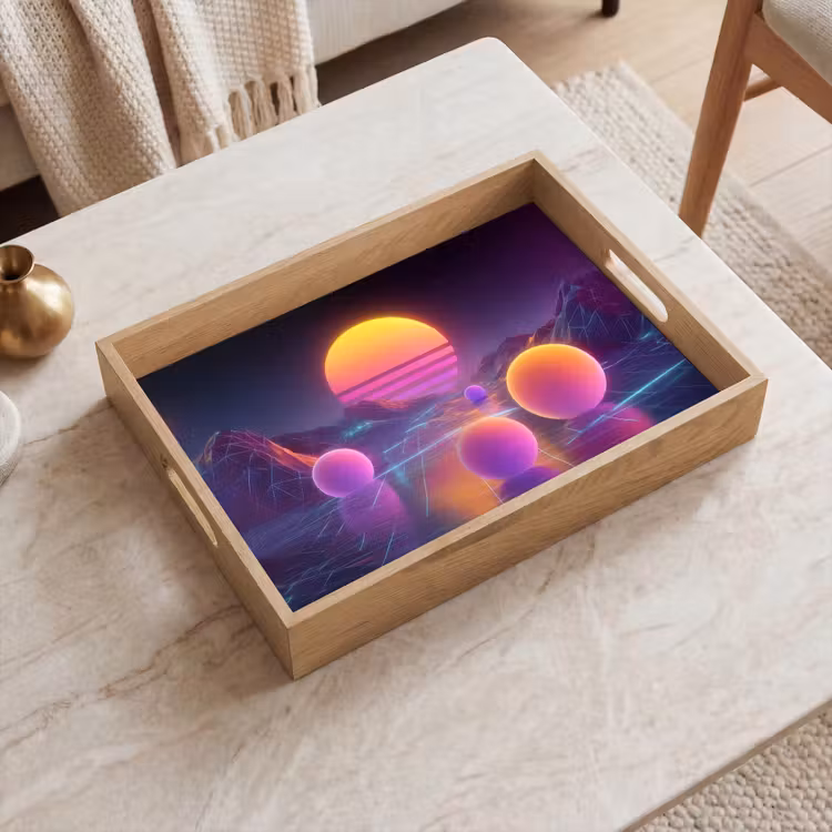 Landschap - Bergen - Bollen - Licht Dienblad Rechthoek middel -sfeer1