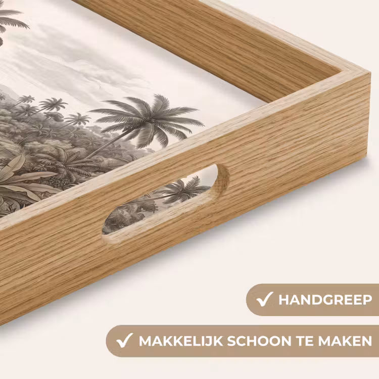 Landschap - Rivier - Boot - Tropisch - Vintage Dienblad Rechthoek middel -USP_HandgreepNL
