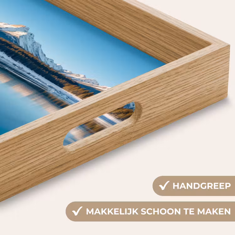 Landschap - Winter - Meer - Bergen - Uitzicht - IJs Dienblad Rechthoek middel -USP_HandgreepNL