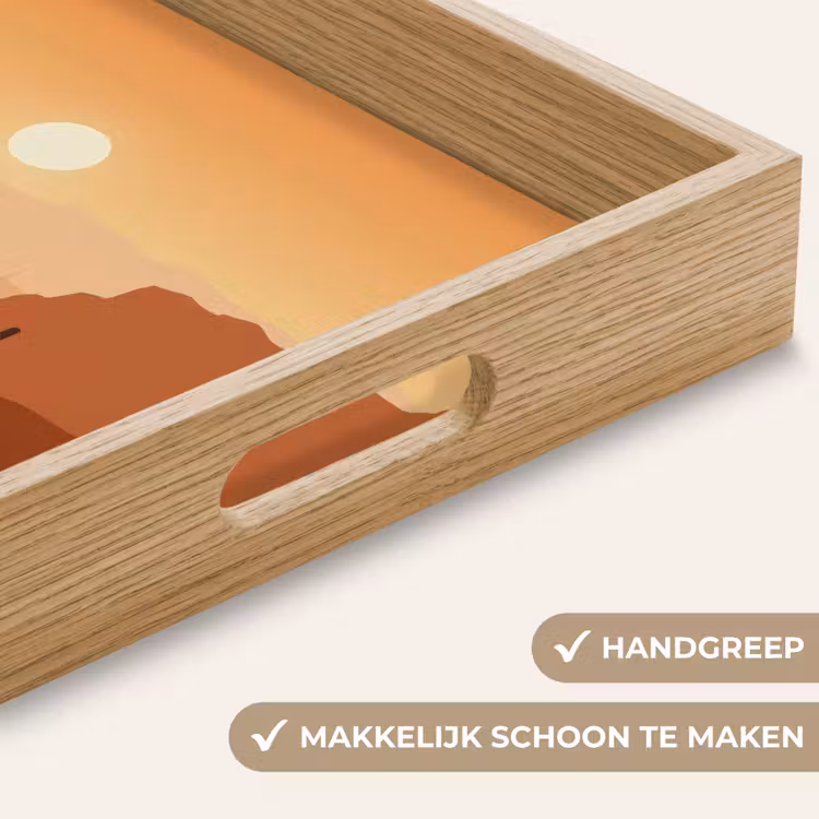 Landschap - Woestijn - Cactussen - Zon Dienblad Rechthoek middel -USP_HandgreepNL