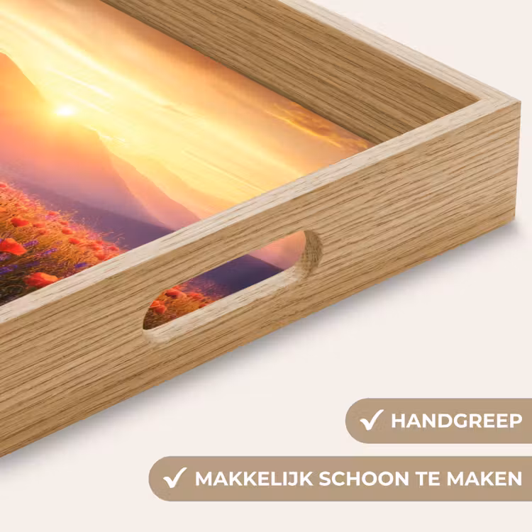 Landschap - Zonsondergang - Bloemenveld Dienblad Rechthoek middel -USP_HandgreepNL