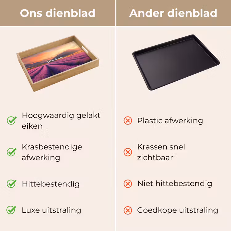 Lavendelveld - Quote - Zonsondergang Dienblad Rechthoek middel -USP_VergelijkingNL